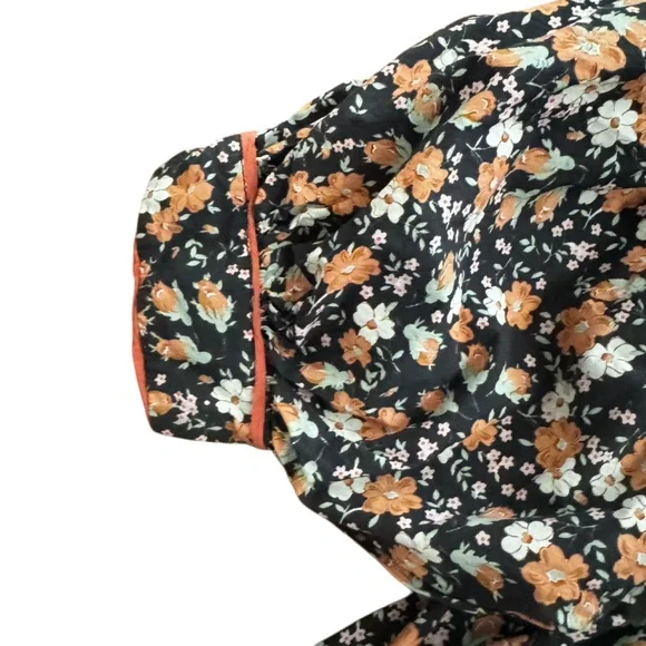 Entro Floral Dark Green Dress, Size Medium, Lined Dress - Picture 2 of 6